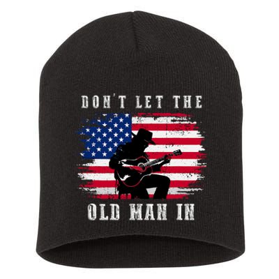 Dont Let The Old Man In Vintage American Flag Short Acrylic Beanie