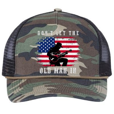 Dont Let The Old Man In Vintage American Flag Retro Rope Trucker Hat Cap