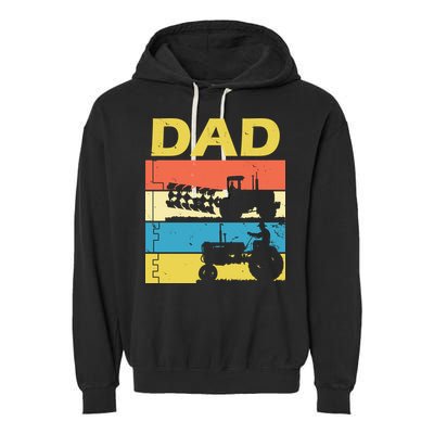 Dad Life Tractor Farmer Retro Tractor Garment-Dyed Fleece Hoodie