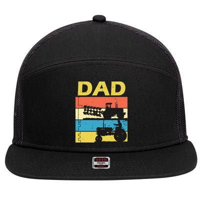 Dad Life Tractor Farmer Retro Tractor 7 Panel Mesh Trucker Snapback Hat