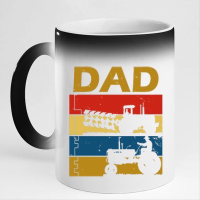 Dad Life Tractor Farmer Retro Tractor 11oz Black Color Changing Mug