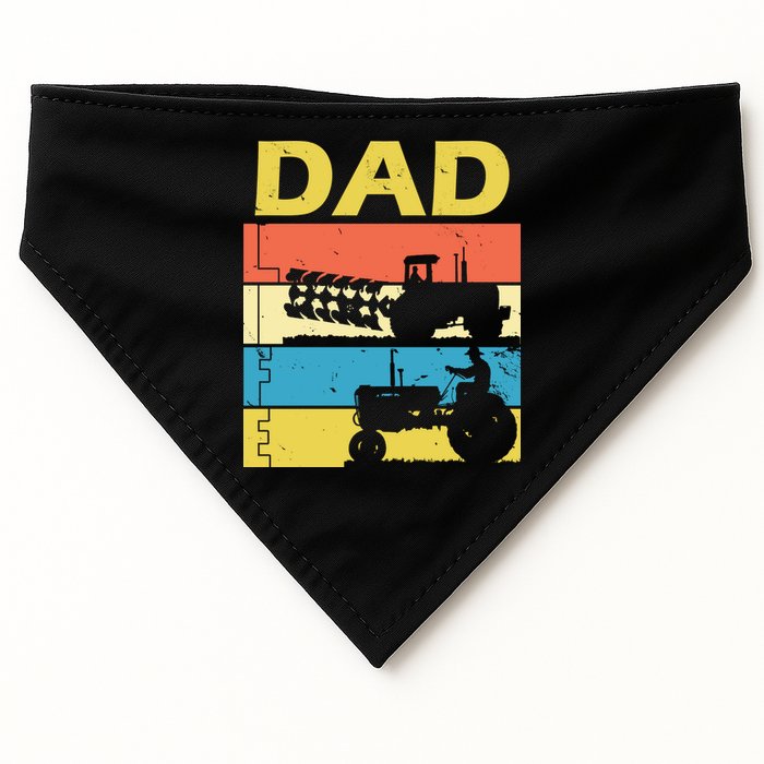 Dad Life Tractor Farmer Retro Tractor USA-Made Doggie Bandana