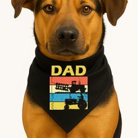 Dad Life Tractor Farmer Retro Tractor USA-Made Doggie Bandana