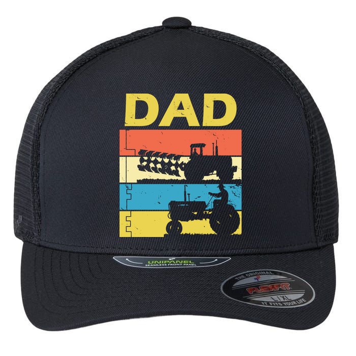 Dad Life Tractor Farmer Retro Tractor Flexfit Unipanel Trucker Cap