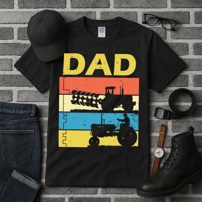 Dad Life Tractor Farmer Retro Tractor Tall T-Shirt
