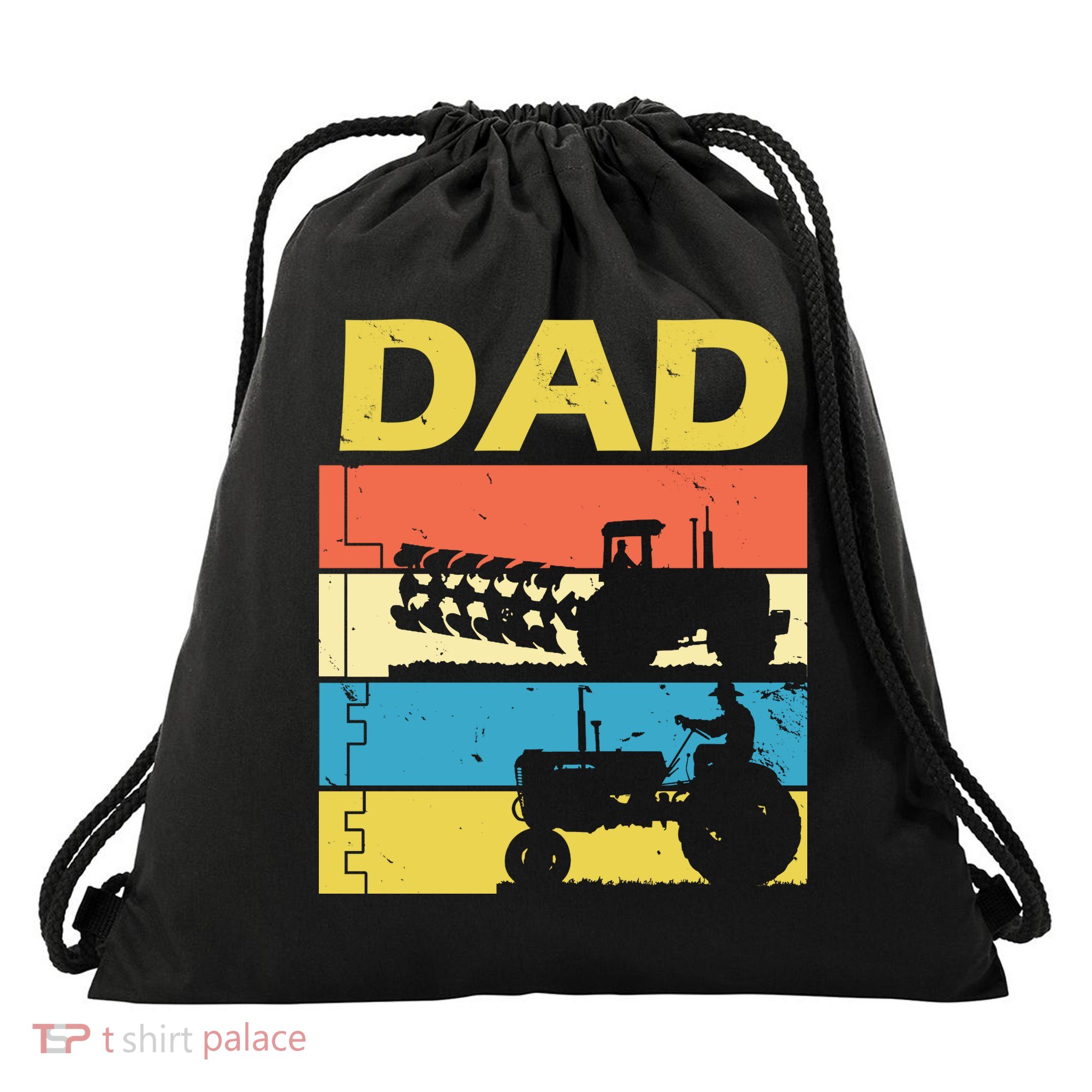 Dad Life Tractor Farmer Retro Tractor Drawstring Bag