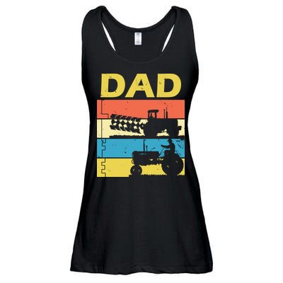 Dad Life Tractor Farmer Retro Tractor Ladies Essential Flowy Tank
