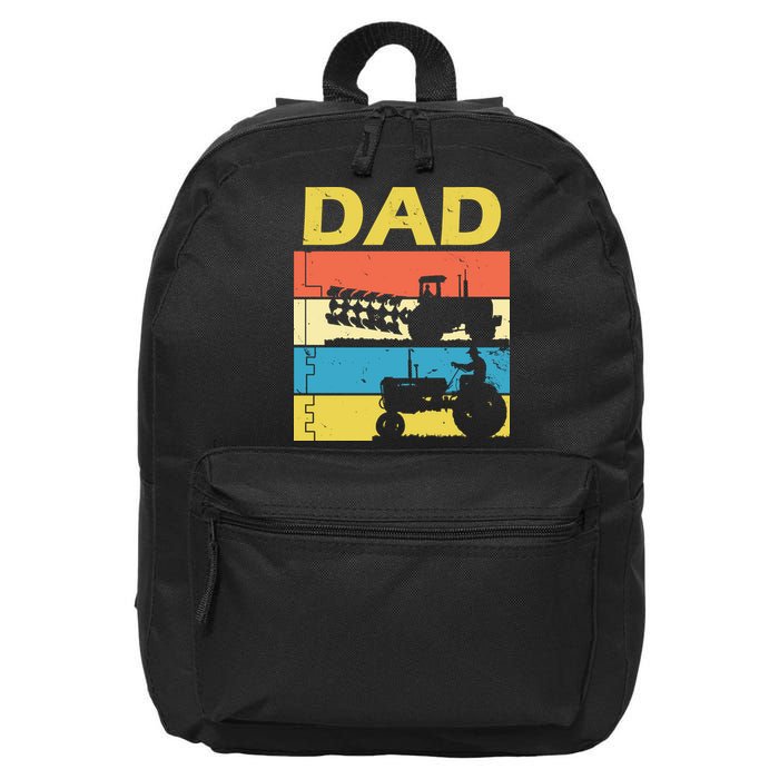 Dad Life Tractor Farmer Retro Tractor 16 in Basic Backpack