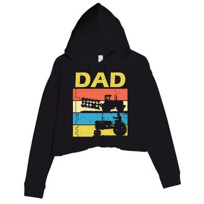 Dad Life Tractor Farmer Retro Tractor Crop Fleece Hoodie