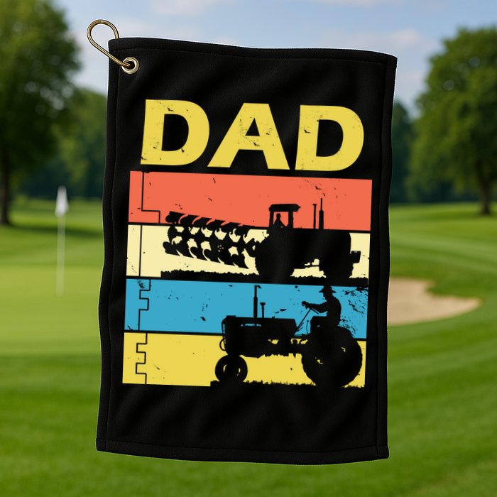 Dad Life Tractor Farmer Retro Tractor Golf Towel