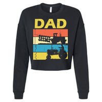 Dad Life Tractor Farmer Retro Tractor Cropped Pullover Crew