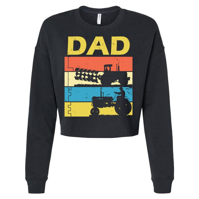 Dad Life Tractor Farmer Retro Tractor Cropped Pullover Crew