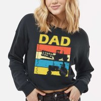 Dad Life Tractor Farmer Retro Tractor Cropped Pullover Crew
