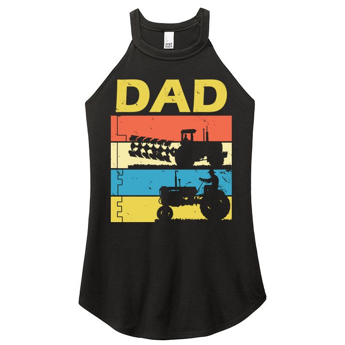 Dad Life Tractor Farmer Retro Tractor Women's Perfect Tri Rocker Tank