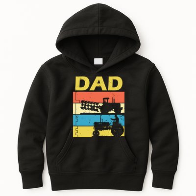 Dad Life Tractor Farmer Retro Tractor Kids Hoodie