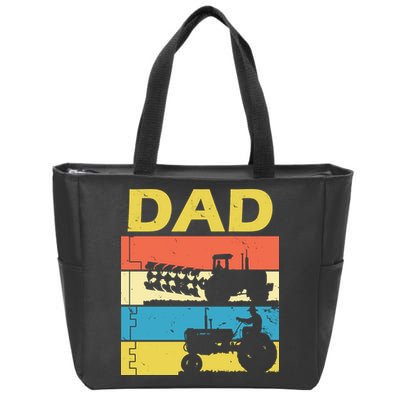 Dad Life Tractor Farmer Retro Tractor Zip Tote Bag