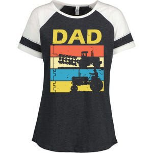 Dad Life Tractor Farmer Retro Tractor Enza Ladies Jersey Colorblock Tee