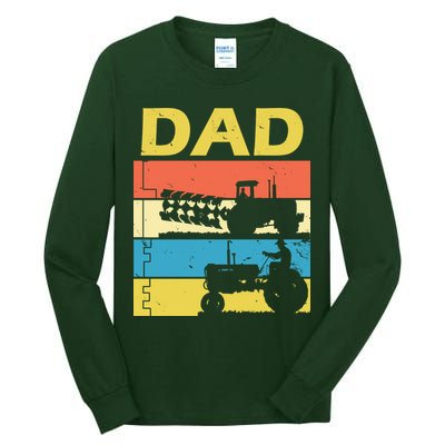 Dad Life Tractor Farmer Retro Tractor Tall Long Sleeve T-Shirt