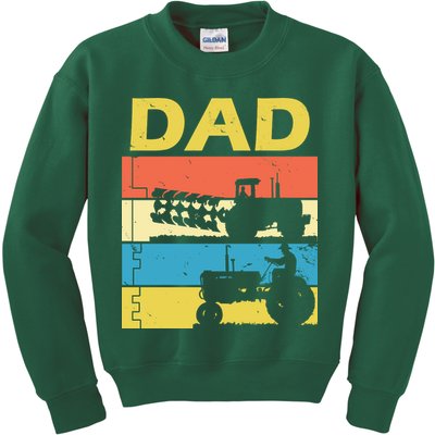 Dad Life Tractor Farmer Retro Tractor Kids Sweatshirt