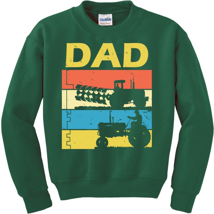 Dad Life Tractor Farmer Retro Tractor Kids Sweatshirt