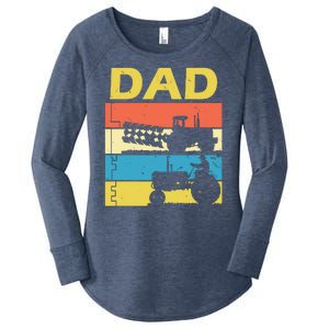 Dad Life Tractor Farmer Retro Tractor Women's Perfect Tri Tunic Long Sleeve Shirt