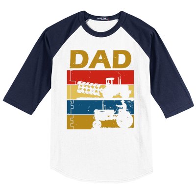 Dad Life Tractor Farmer Retro Tractor Baseball Sleeve Shirt