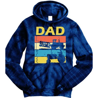 Dad Life Tractor Farmer Retro Tractor Tie Dye Hoodie