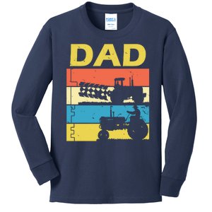 Dad Life Tractor Farmer Retro Tractor Kids Long Sleeve Shirt