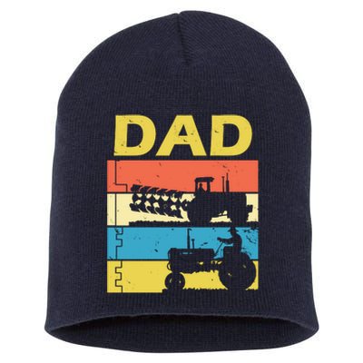 Dad Life Tractor Farmer Retro Tractor Short Acrylic Beanie