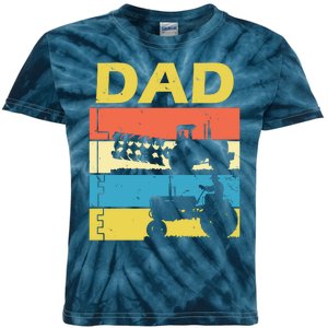 Dad Life Tractor Farmer Retro Tractor Kids Tie-Dye T-Shirt