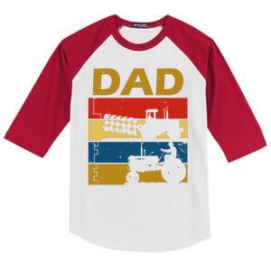 Dad Life Tractor Farmer Retro Tractor Kids Colorblock Raglan Jersey