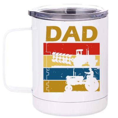 Dad Life Tractor Farmer Retro Tractor 12 oz Stainless Steel Tumbler Cup