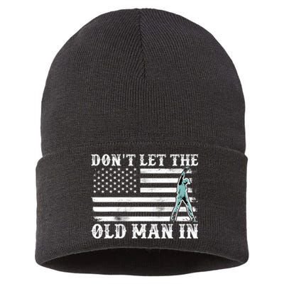 DonT Let The Old Man In Vintage American Flag Sustainable Knit Beanie