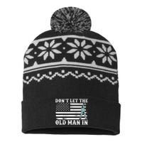 DonT Let The Old Man In Vintage American Flag USA-Made Snowflake Beanie