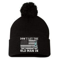 DonT Let The Old Man In Vintage American Flag Pom Pom 12in Knit Beanie