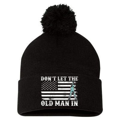 DonT Let The Old Man In Vintage American Flag Pom Pom 12in Knit Beanie