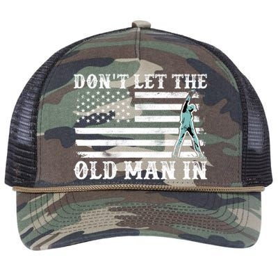 DonT Let The Old Man In Vintage American Flag Retro Rope Trucker Hat Cap