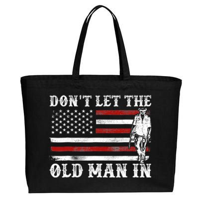 DonT Let The Old Man In Vintage American Flag Cotton Canvas Jumbo Tote