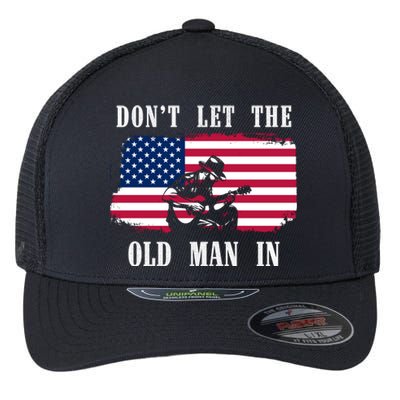 Dont Let The Old Man In Vintage American Flag Flexfit Unipanel Trucker Cap