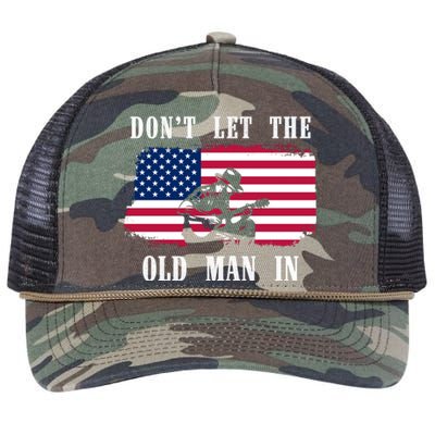 Dont Let The Old Man In Vintage American Flag Retro Rope Trucker Hat Cap