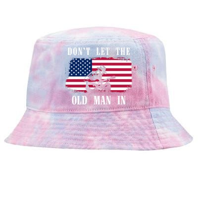 Dont Let The Old Man In Vintage American Flag Tie-Dyed Bucket Hat