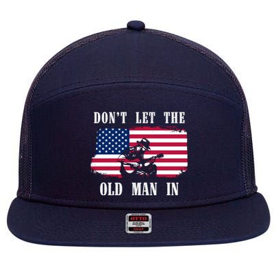 Dont Let The Old Man In Vintage American Flag 7 Panel Mesh Trucker Snapback Hat