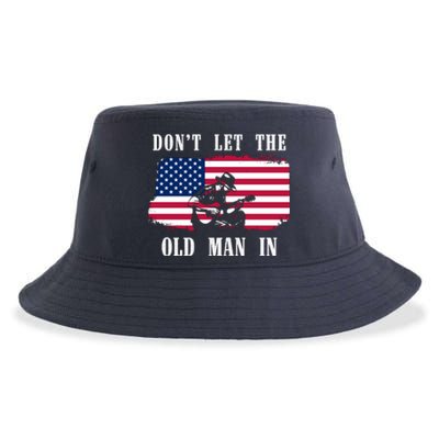 Dont Let The Old Man In Vintage American Flag Sustainable Bucket Hat