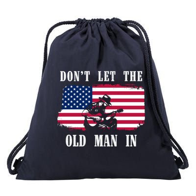 Dont Let The Old Man In Vintage American Flag Drawstring Bag