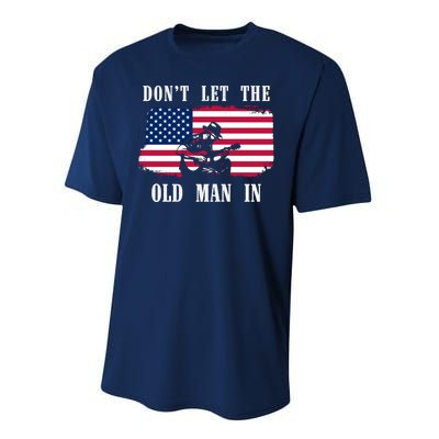 Dont Let The Old Man In Vintage American Flag Performance Sprint T-Shirt