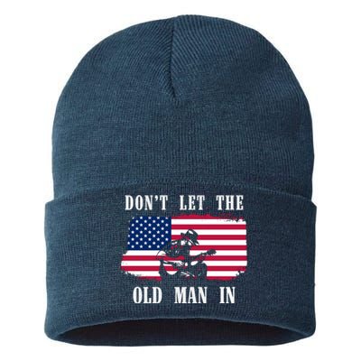 Dont Let The Old Man In Vintage American Flag Sustainable Knit Beanie