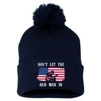 Dont Let The Old Man In Vintage American Flag Pom Pom 12in Knit Beanie