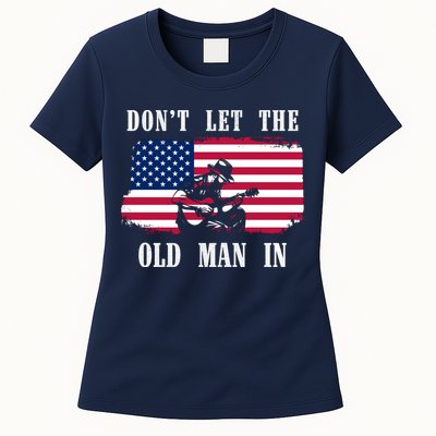 Dont Let The Old Man In Vintage American Flag Womens T-Shirt