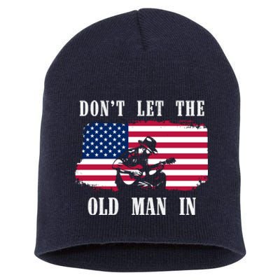 Dont Let The Old Man In Vintage American Flag Short Acrylic Beanie