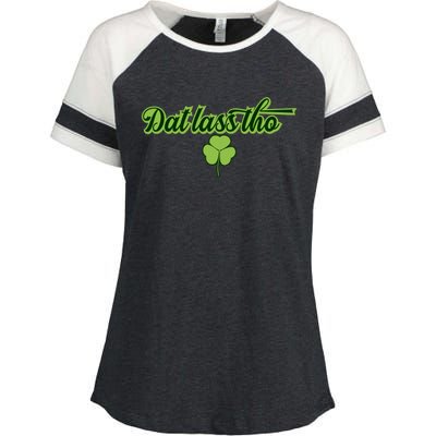 Dat Lass Tho Irish Shamrock Funny St Patrick's Day Gift Enza Ladies Jersey Colorblock Tee